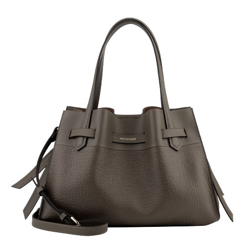 Blossom lædertaske, mellem – Taupe